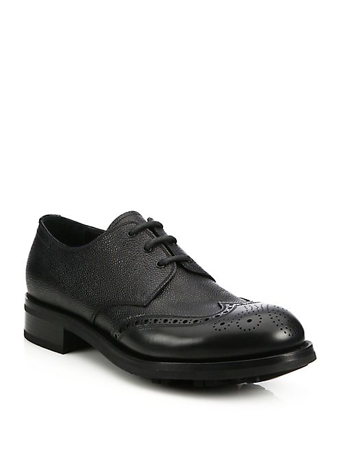 Prada - Pebbled Leather Brogue Oxfords