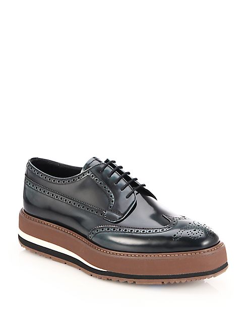 Prada - Spazzolato Leather Brogue Creepers