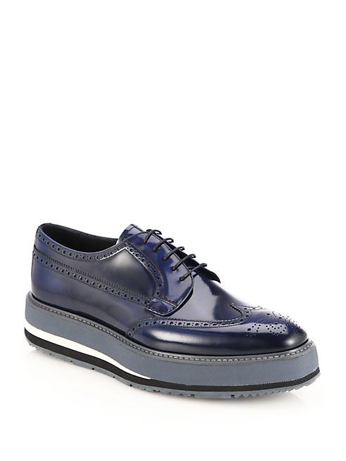 Prada - Spazzolato Leather Brogue Creepers