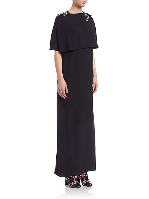 Lanvin - Jewel Shoulder Ruffled Top Gown