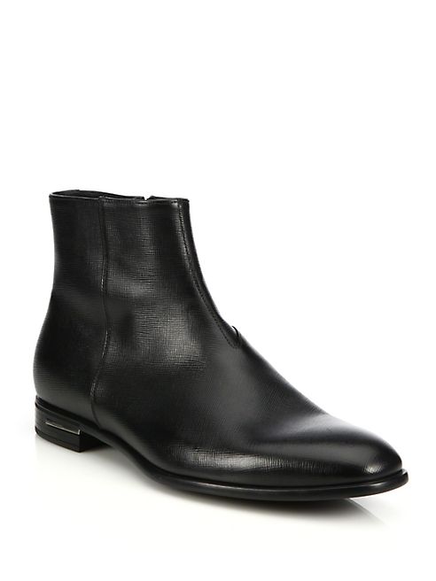 Prada - Saffiano Leather Ankle Boots