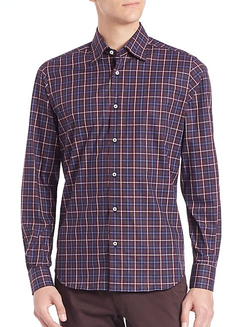 Saks Fifth Avenue Collection - Plaid Long Sleeve Shirt