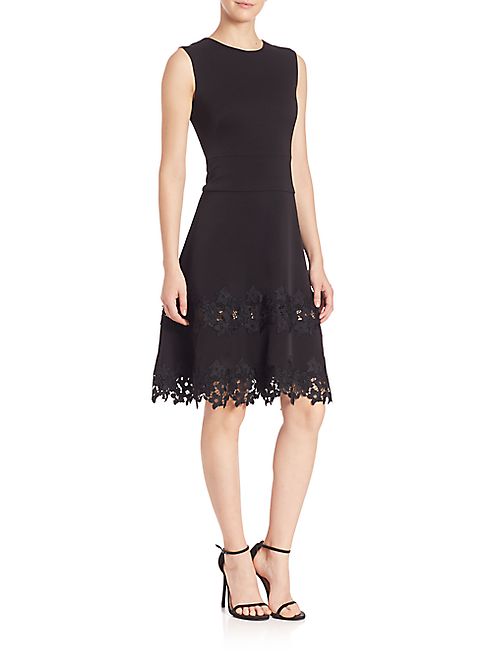 Shoshanna - MIDNIGHT Floral Lace Fit-&-Flare Dress