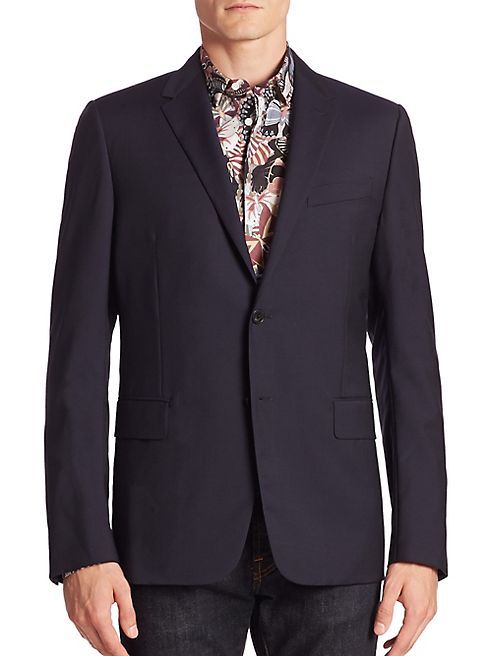 Valentino - Contrast Pipe Wool-Blend Blazer