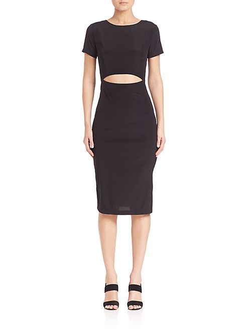 SUNO - Solid Silk Cutout Body-Con Dress