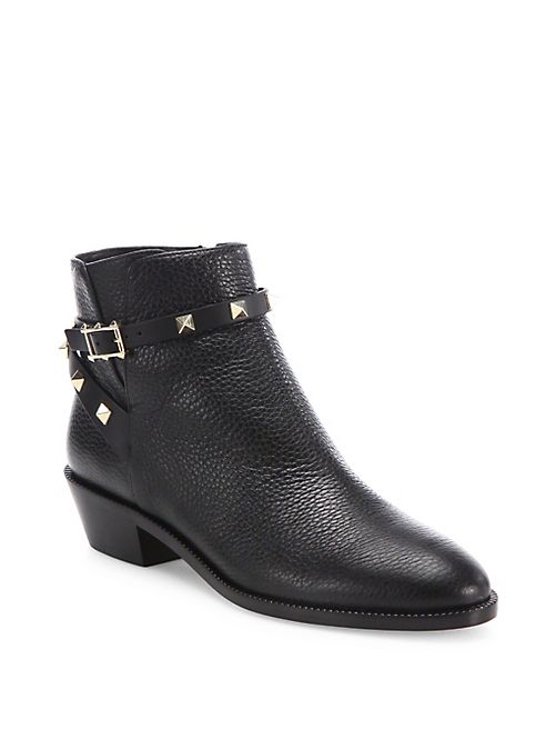 Valentino - Rockstud Leather Ankle Booties