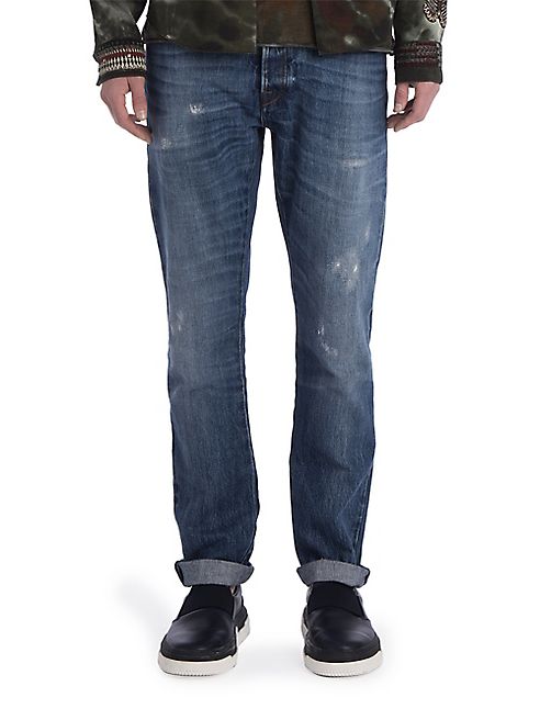 Valentino - Light Washed Distressed Denim Jeans