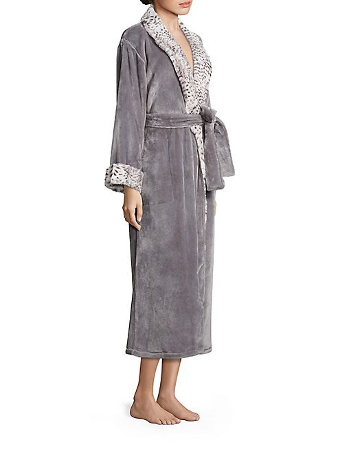 Natori - Snow Lynx Velour & Faux Fur Robe