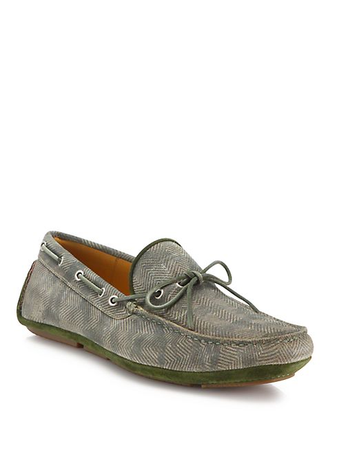 Aquatalia - Blake Printed Leather Camo Driver Loafers