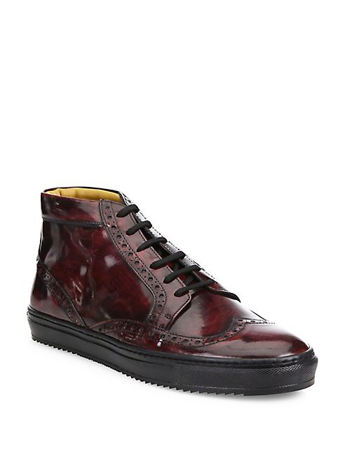 Saks Fifth Avenue Collection - Wingtip Leather High-Top Sneakers