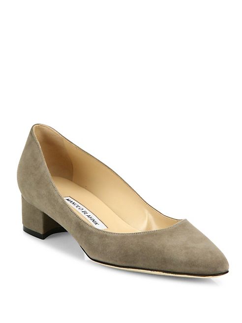 Manolo Blahnik - Listony Suede Block Heel Pumps