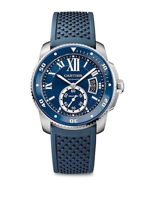 Cartier - Calibre de Cartier Stainless Steel & Rubber Strap Watch