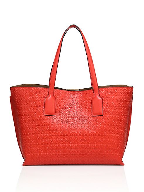 LOEWE - Small Logo-Embossed Leather Shopper