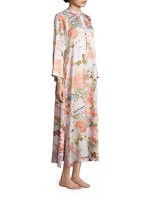 Natori - Yuzen Printed Charmeuse Long Sleeve Caftan