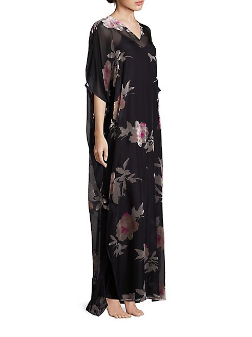 Natori - Velvet Rose Printed Burnout Caftan