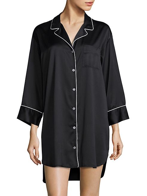 Natori - Charm Essentials Solid Button Down Sleepshirt