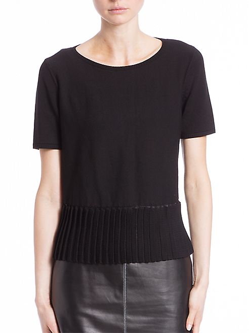 Lafayette 148 New York - Matte Crepe Pleated Hem Sweater