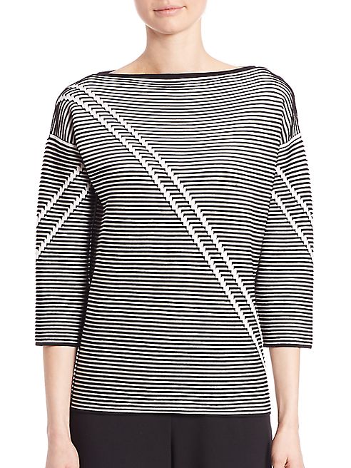 Lafayette 148 New York - Two-Tone Crepe Jacquard Sweater