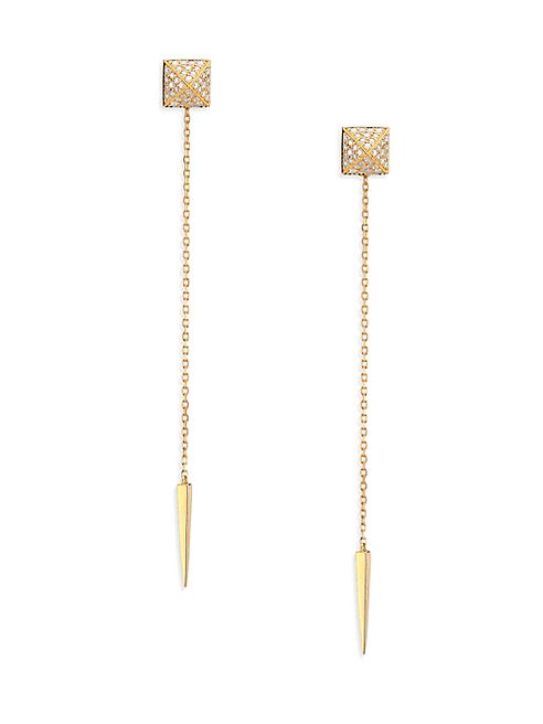 Marli - Astrid Diamond & 18K Yellow Gold Cube Trix Drop Earrings