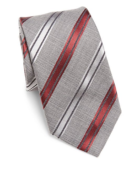 Saks Fifth Avenue Collection - Diagonal Striped Silk & Wool Blend Tie