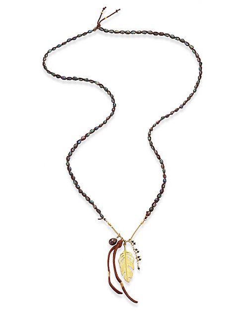 Chan Luu - Peacock Blue & Brown Pearl Necklace