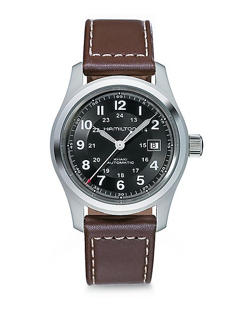 Hamilton - Khaki Field Stainless Steel & Leather Strap Watch