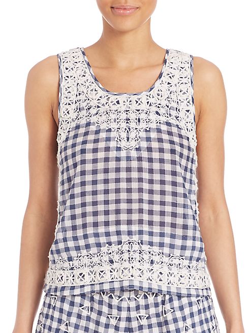 Calypso St. Barth - Yunes Embroidered Check Top