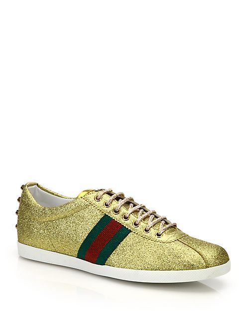 Gucci - Bambi Web Gold Stud Low-Top Sneakers