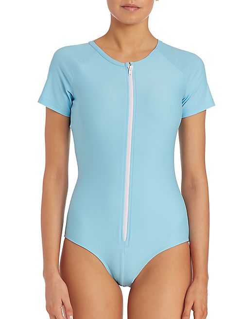 Cover - One-Piece Short-Sleeve Front-Zip UPF 50+ Swimsuit