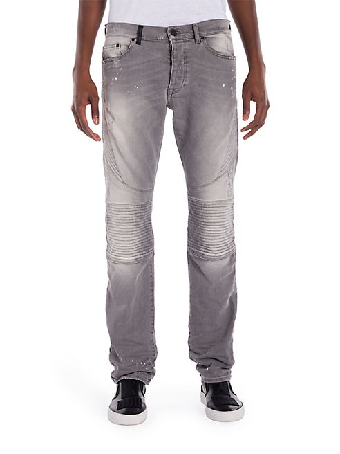 Marcelo Burlon - Biker Fit Embroidered Jeans