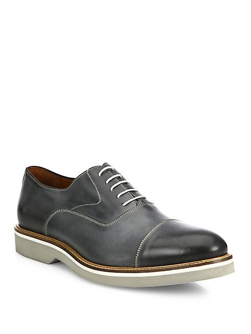 Saks Fifth Avenue Collection - Burnished Cap Toe Leather Oxfords