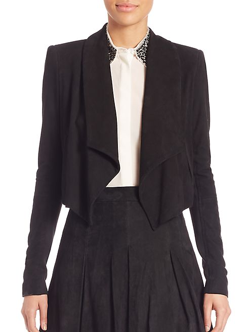 Alice + Olivia - Harvey Suede Draped Jacket