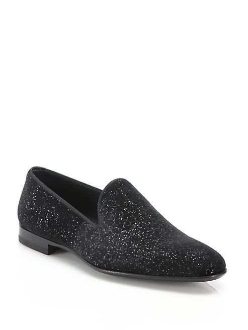 Saks Fifth Avenue Collection - Saks Fifth Avenue by Magnanni Velvet Smoking Slippers