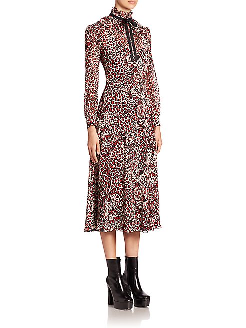 Saint Laurent - Animal Print Silk Georgette Dress