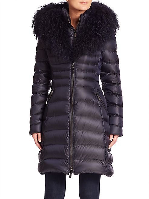 Dawn Levy - Camille Mongolian Sheep Fur Trim Down Puffer Coat