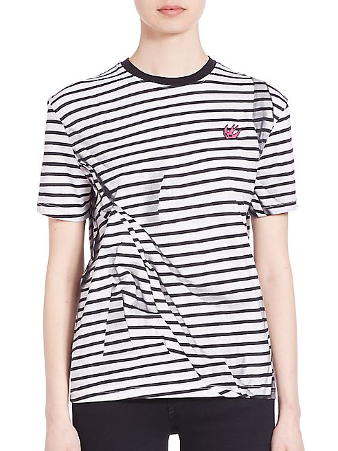 McQ Alexander McQueen - Striped Pleated T-Shirt