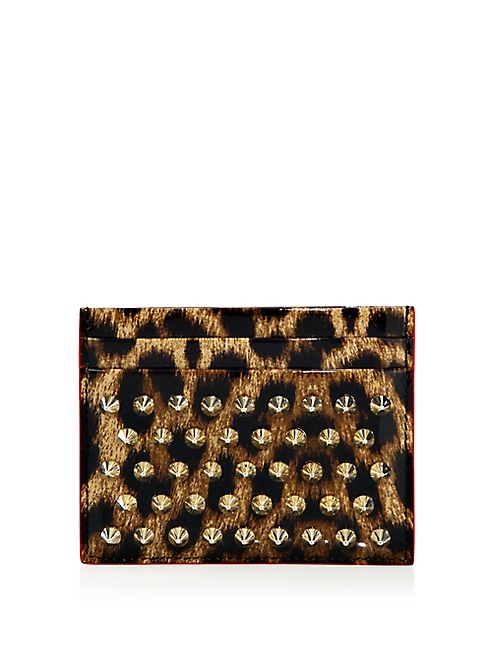 Christian Louboutin - Kios Studded Leopard-Print Leather Card Case