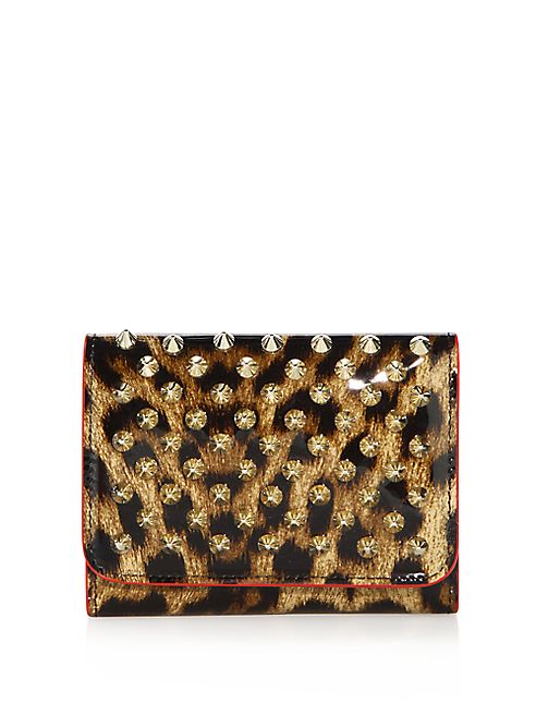 Christian Louboutin - Macaron Mini Spiked Patent Leopard Wallet