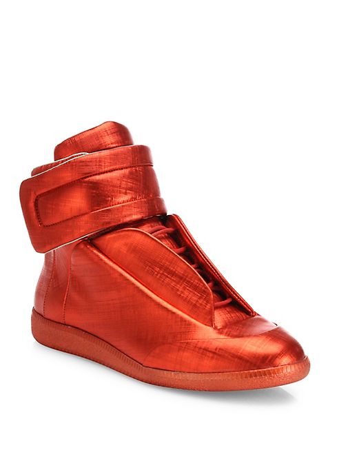 Maison Margiela - Future Hi Saffiano Metallic Leather Sneakers