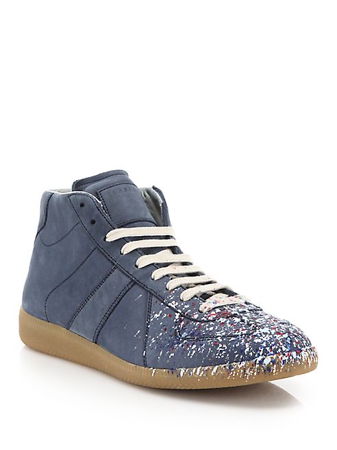 Maison Margiela - Paint Mid-Top Replica Calf Leather Sneakers