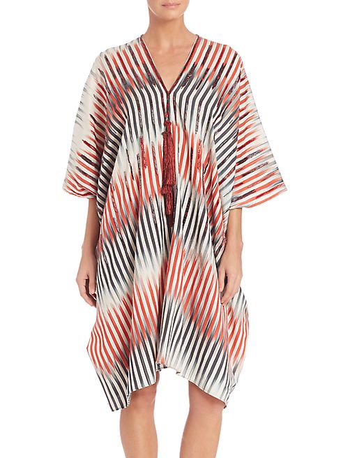 Josie Natori - Beachy Cotton & Silk Caftan Coverup