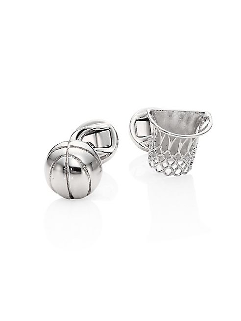 Saks Fifth Avenue Collection - Rhodium-plated Basket Ball Cuff Links