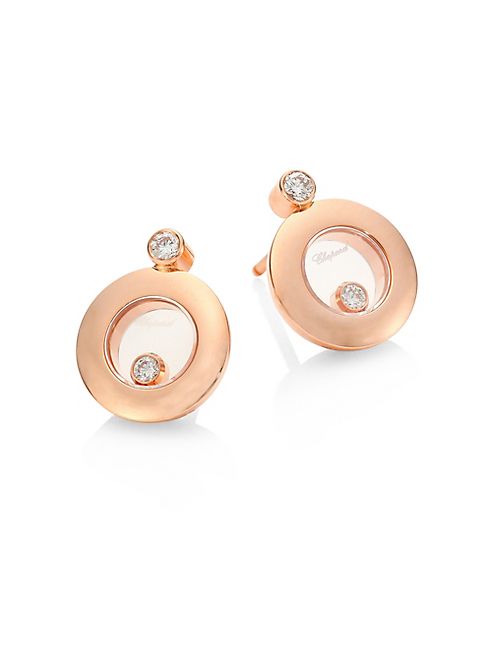 Chopard - Happy Diamonds & 18K Rose Gold Round Stud Earrings