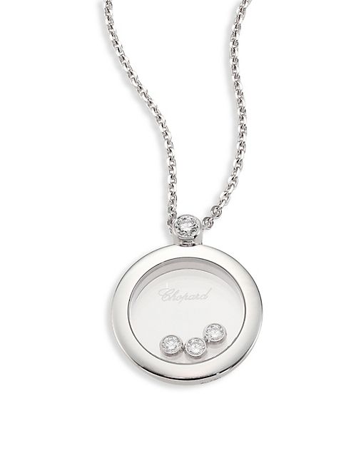 Chopard - Happy Diamond & 18K White Gold Round Pendant Necklace