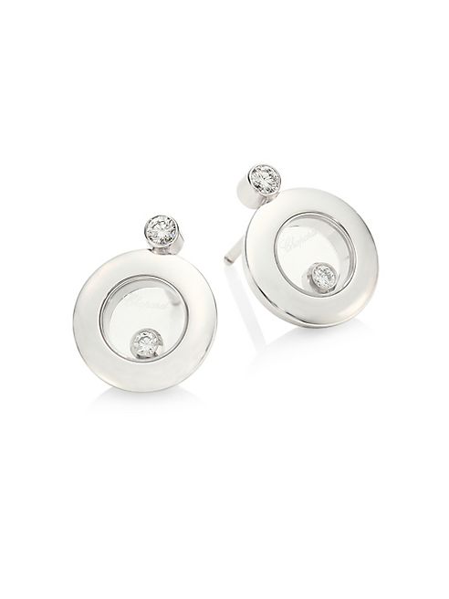 Chopard - Happy Diamonds & 18K White Gold Round Stud Earrings