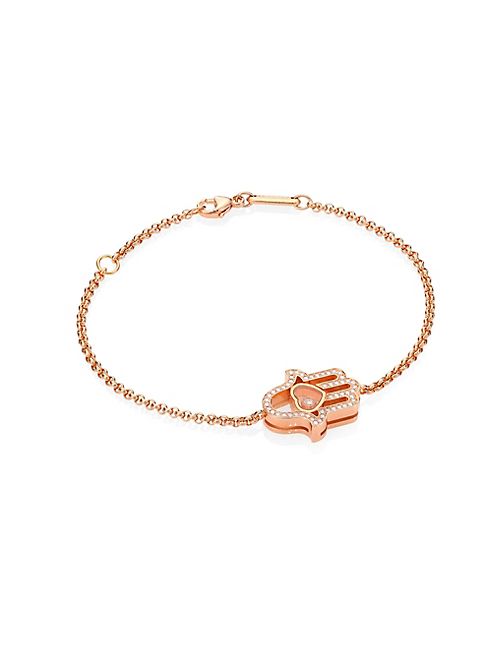 Chopard - Happy Diamonds Pave Hamsa Hand Diamond & 18K Rose Gold Bracelet