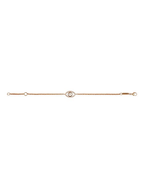 Chopard - Happy Diamonds Pave Evil Eye Diamond & 18K Rose Gold Chain Bracelet