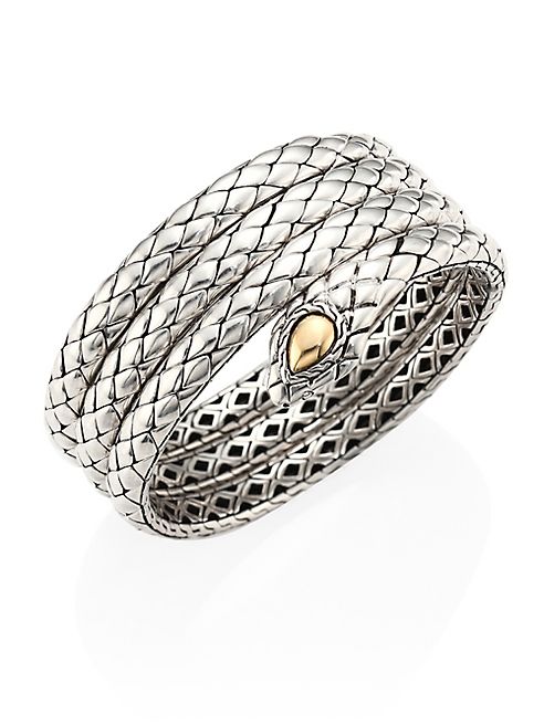 John Hardy - Cobra Sterling Silver & 18K Yellow Gold Triple Coil Bracelet