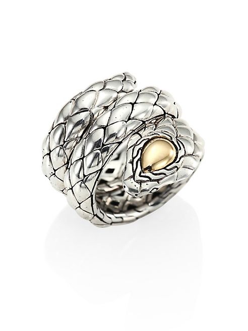 John Hardy - Cobra Sterling Silver & 18K Yellow Gold Ring