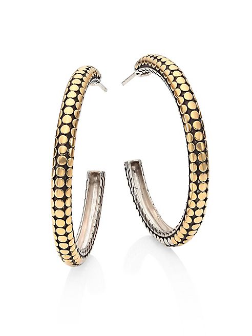 John Hardy - Dot 18K Yellow Gold & Sterling Silver Hoop Earrings/1.4